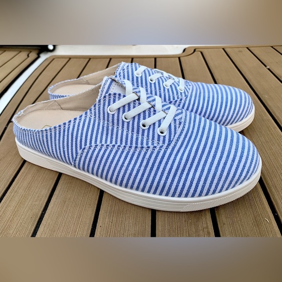 Women's 9 D Spenco Therapeutic Orthopedic Striped Slip On Mules Clogs Sneakers - Picture 4 of 16